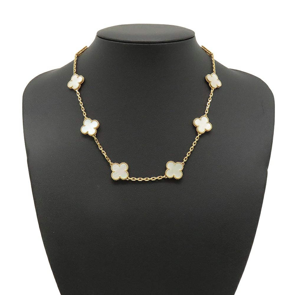 ヴァンクリーフ&アーペル ネックレス ヴィンテージ アルハンブラ ネックレス 10モチーフ マザーオブパール K18YG VCARA42800