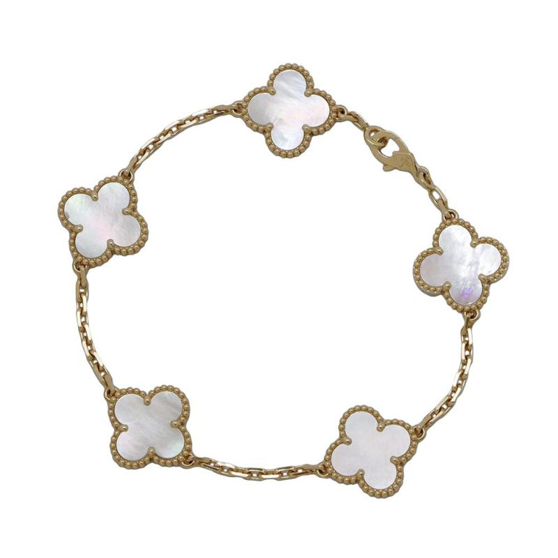 ヴァンクリーフ＆アーペル ブレスレット ヴィンテージ アルハンブラ 5モチーフ マザーオブパール K18YGイエローゴールド VCARA41800