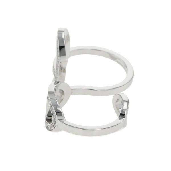 エルメス リング シェーヌダンクル コントゥール ダブル リング ダイヤ 76P 0.48ct K18WGホワイトゴールド サイズ54