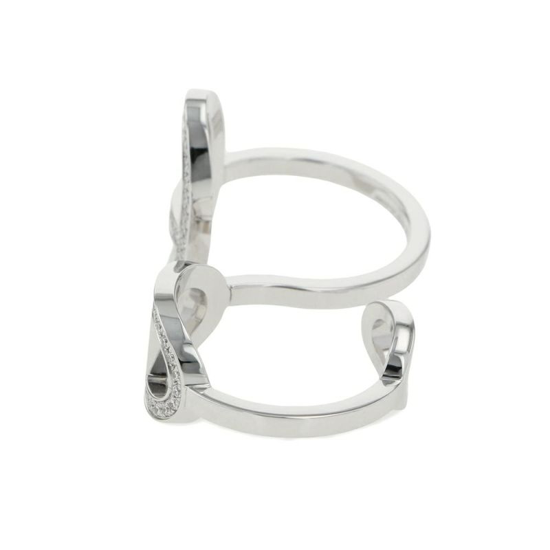 エルメス リング シェーヌダンクル コントゥール ダブル リング ダイヤ 76P 0.48ct K18WGホワイトゴールド サイズ54