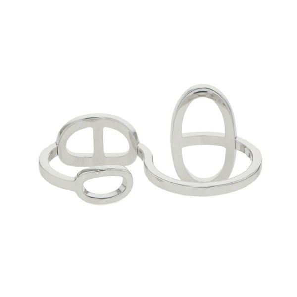 エルメス リング シェーヌダンクル コントゥール ダブル リング ダイヤ 76P 0.48ct K18WGホワイトゴールド サイズ54