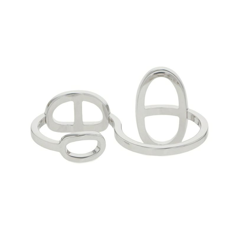 エルメス リング シェーヌダンクル コントゥール ダブル リング ダイヤ 76P 0.48ct K18WGホワイトゴールド サイズ54