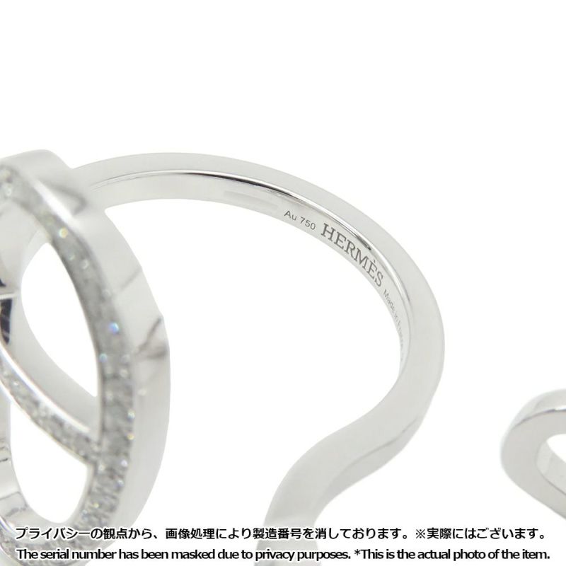 エルメス リング シェーヌダンクル コントゥール ダブル リング ダイヤ 76P 0.48ct K18WGホワイトゴールド サイズ54
