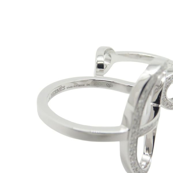 エルメス リング シェーヌダンクル コントゥール ダブル リング ダイヤ 76P 0.48ct K18WGホワイトゴールド サイズ54