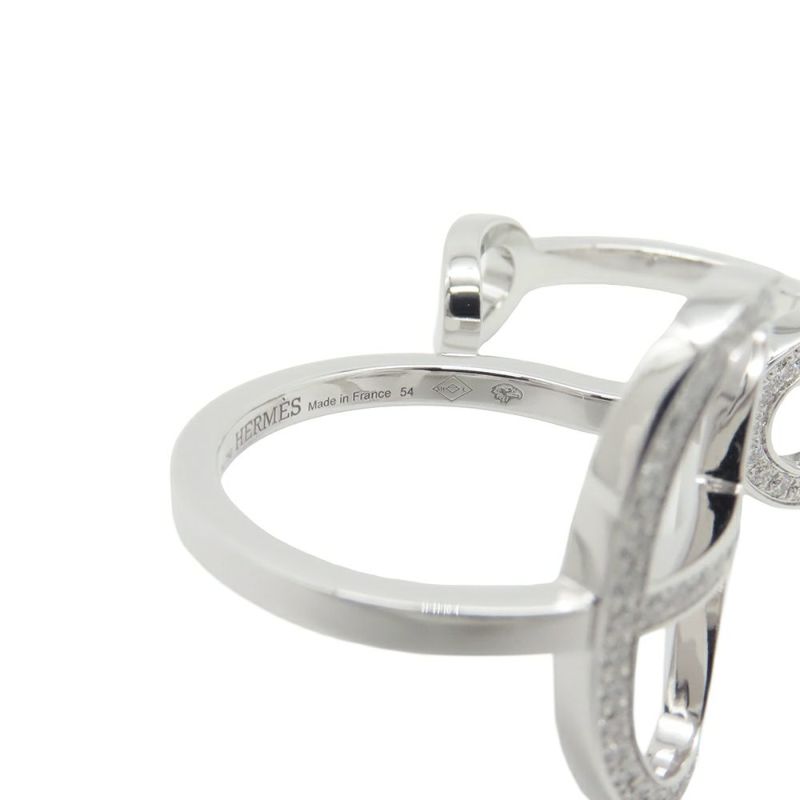 エルメス リング シェーヌダンクル コントゥール ダブル リング ダイヤ 76P 0.48ct K18WGホワイトゴールド サイズ54