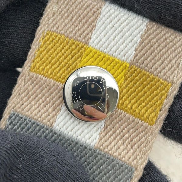 エルメス ポーチ ブリッド・ア・ブラック オ・カレ PM セーグル/シルバー金具 ウール HERMES