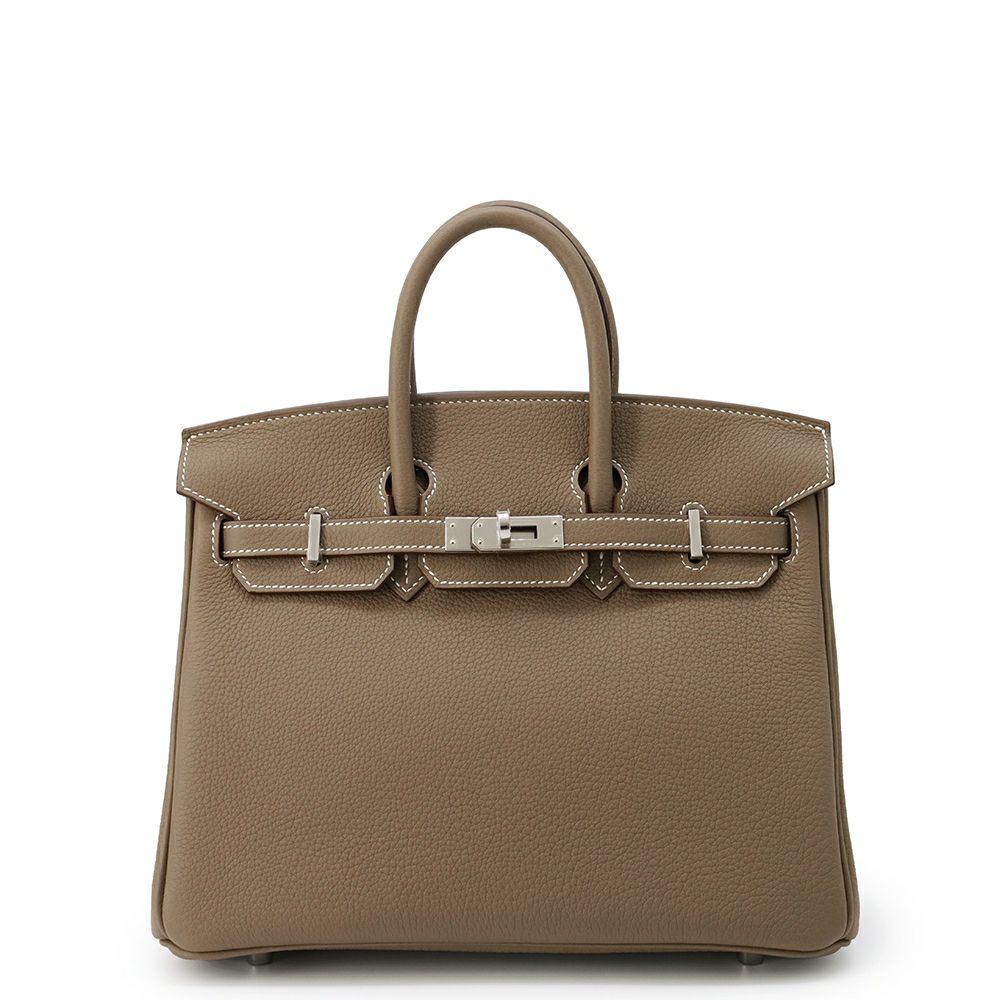 エルメス バーキン25 エトゥープ/シルバー金具 トゴ K刻印 HERMES ハンドバッグ