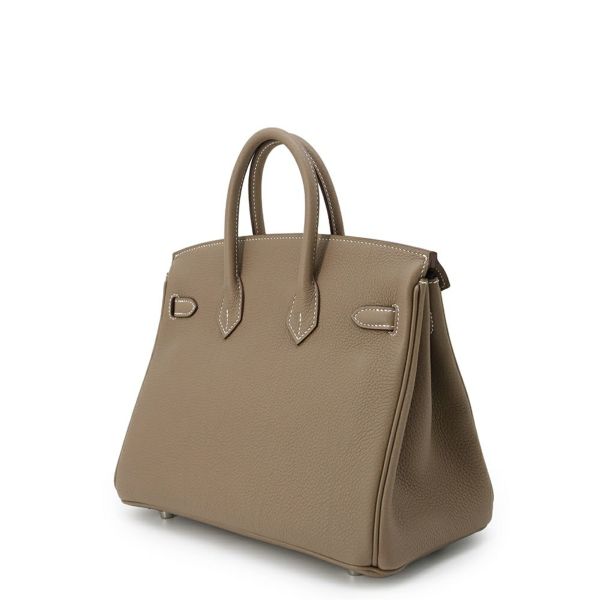 エルメス バーキン25 エトゥープ/シルバー金具 トゴ K刻印 HERMES ハンドバッグ