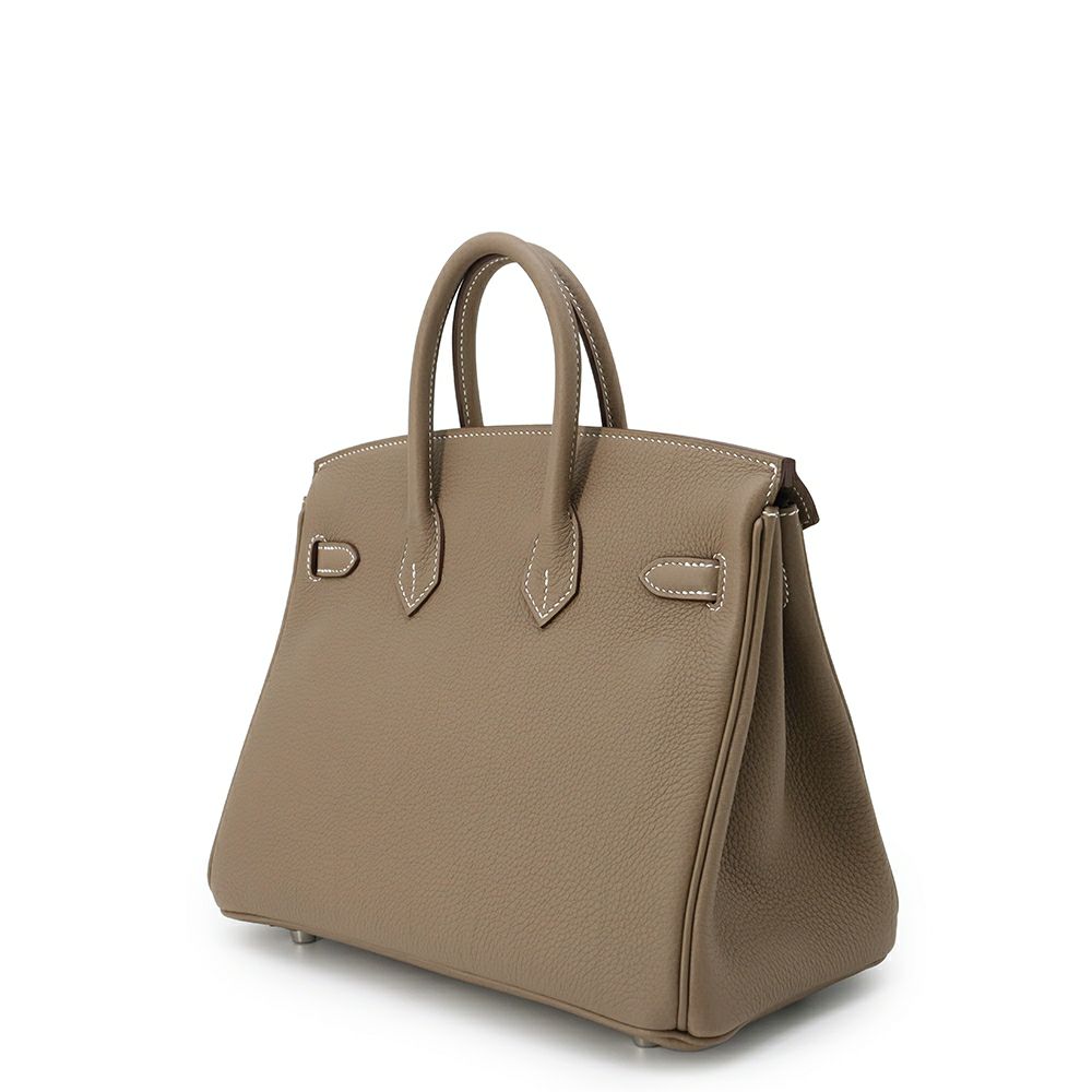 エルメス バーキン25 エトゥープ/シルバー金具 トゴ K刻印 HERMES ハンドバッグ