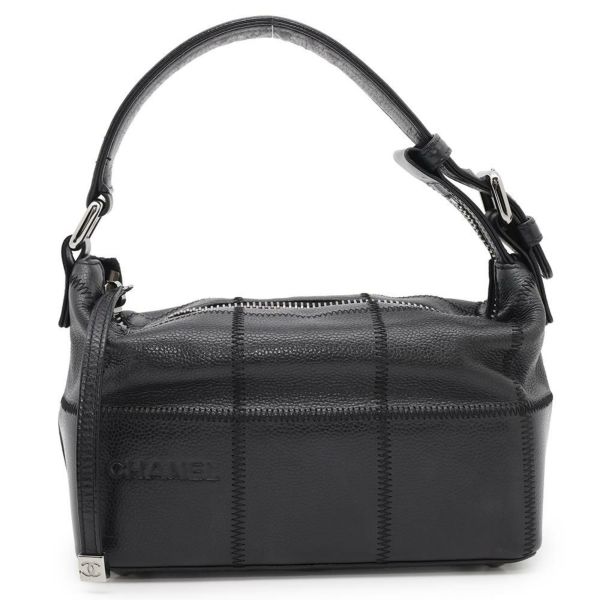 シャネル ハンドバッグ チョコバー レザー CHANEL バッグ 黒