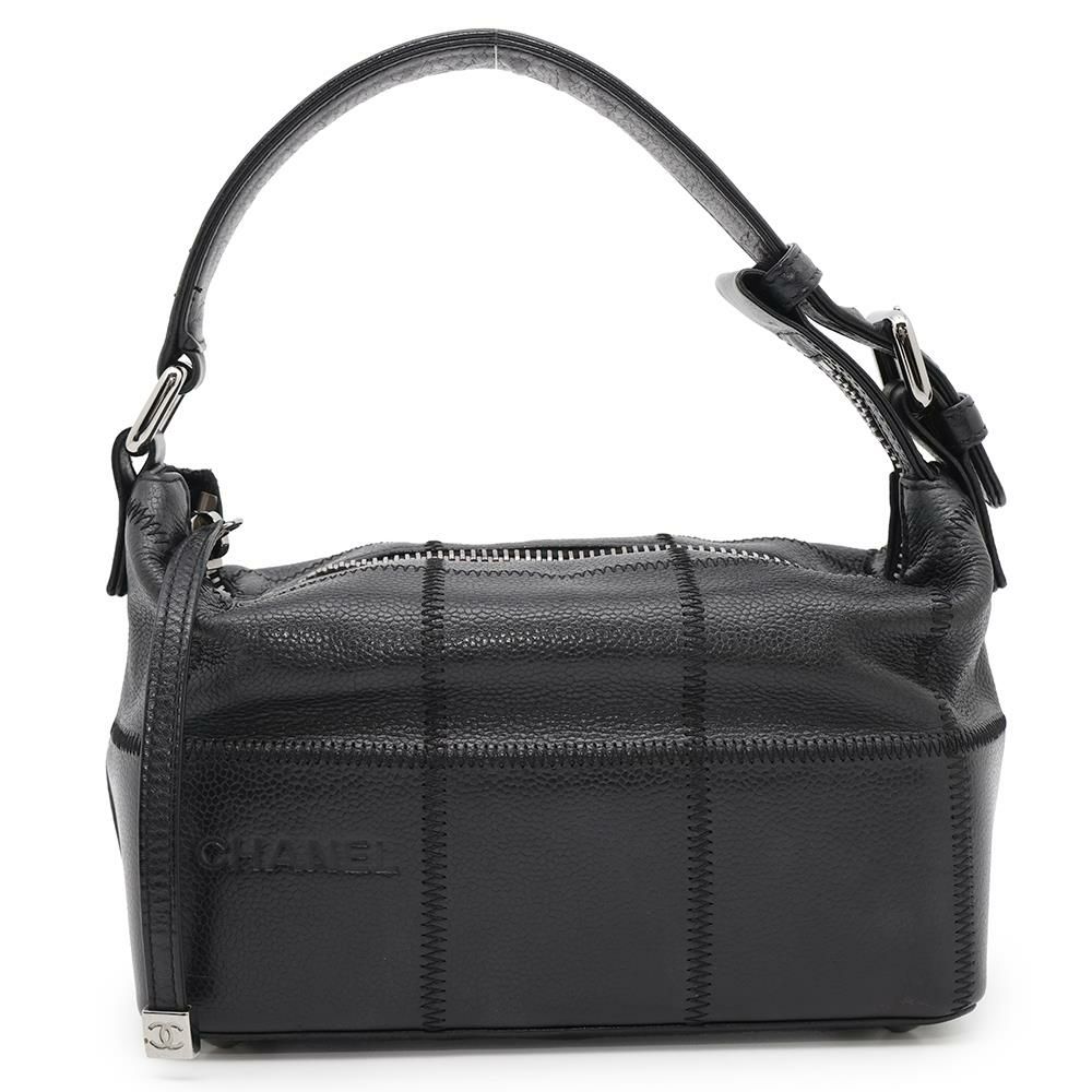 シャネル ハンドバッグ チョコバー レザー CHANEL バッグ 黒