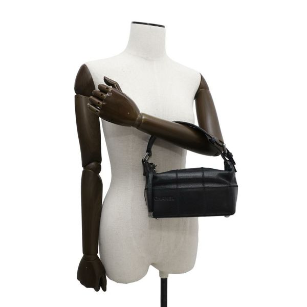 シャネル ハンドバッグ チョコバー レザー CHANEL バッグ 黒
