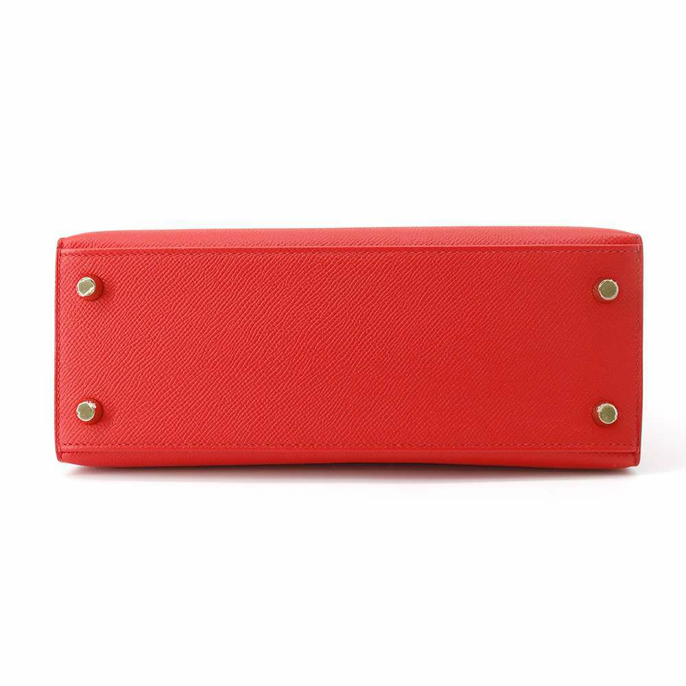 エルメス ハンドバッグ ケリー25 外縫い ルージュクー/ゴールド金具 ヴォーエプソン C刻印 2way