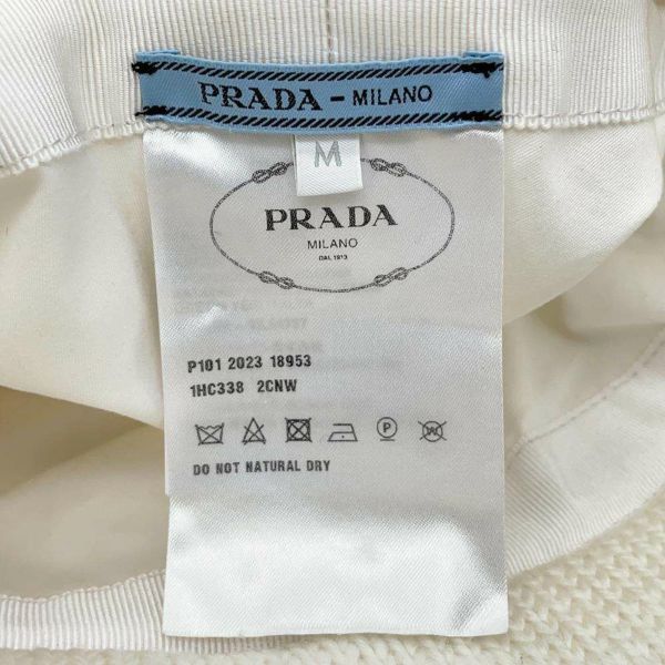 プラダ バケットハット ロゴプレート ウール サイズM 1HC338 PRADA 帽子 白