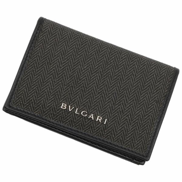 ブルガリ カードケース ウィークエンド キャンバス レザー BVLGARI 名刺入れ 定期入れ 黒