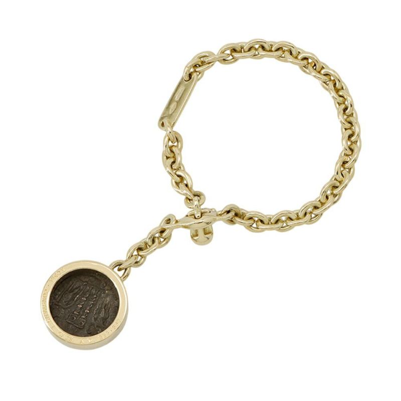 ブルガリ キーホルダー チャーム  モネーテ 古代コイン キーチェーン アンティーク K18YGイエローゴールド BVLGARI