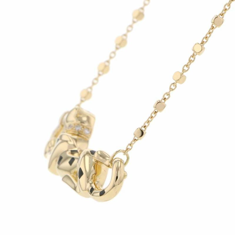 カルティエ ネックレス パンテール ドゥ ダイヤ 19P 計0.07ct ツァボライトガーネット 1P K18YG ブラックラッカー