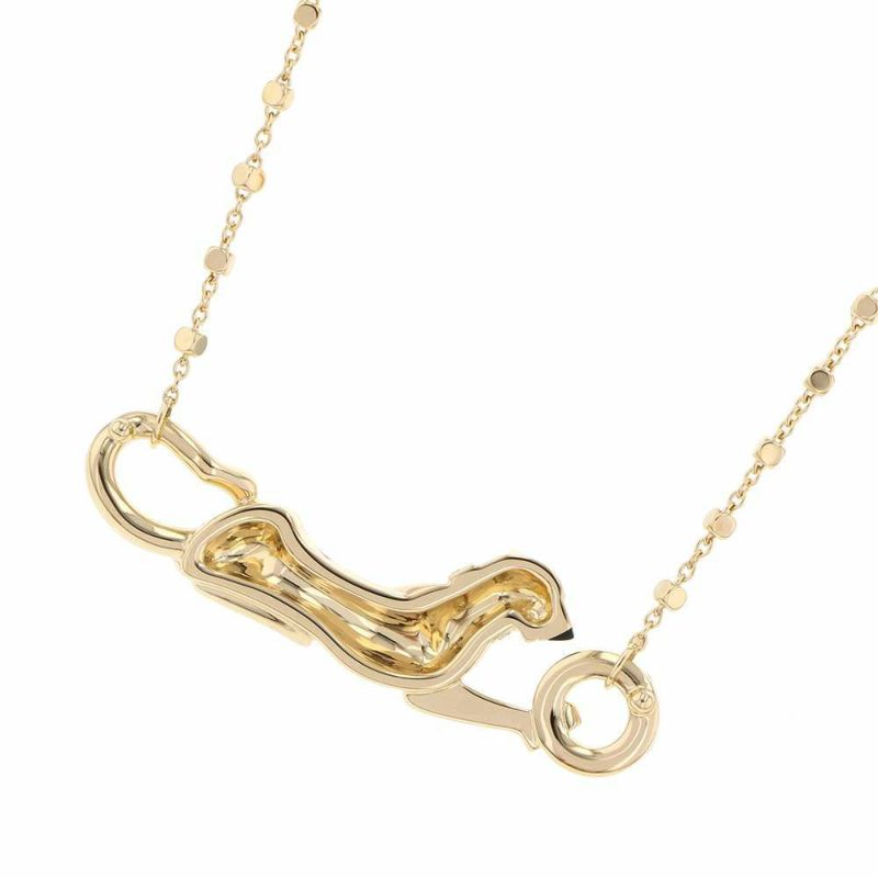 カルティエ ネックレス パンテール ドゥ ダイヤ 19P 計0.07ct ツァボライトガーネット 1P K18YG ブラックラッカー