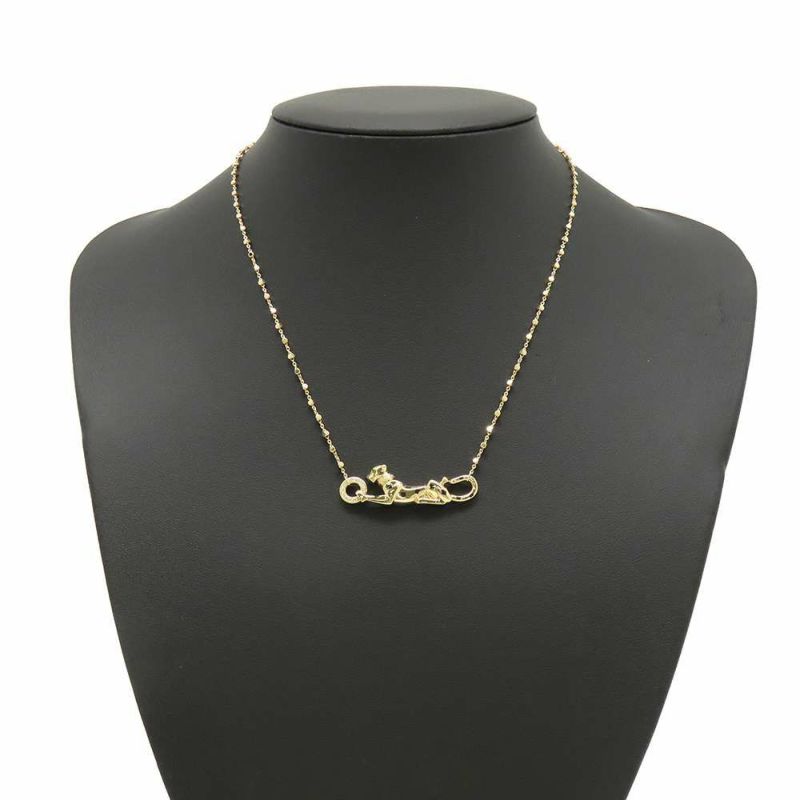 カルティエ ネックレス パンテール ドゥ ダイヤ 19P 計0.07ct ツァボライトガーネット 1P K18YG ブラックラッカー
