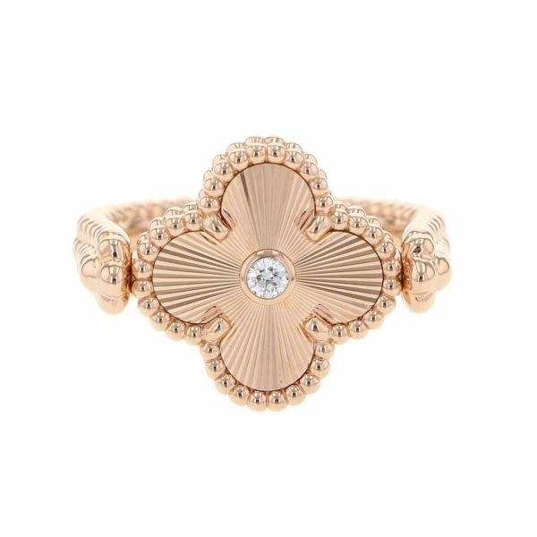 ヴァンクリーフ&アーペル リング ヴィンテージ アルハンブラ リバーシブル カーネリアン ダイヤ 1P ギヨシェ K18PG サイズ54 指輪