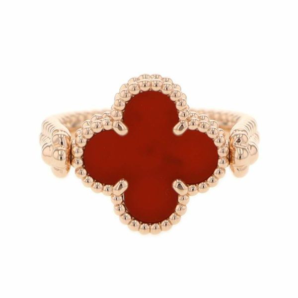 ヴァンクリーフ&アーペル リング ヴィンテージ アルハンブラ リバーシブル カーネリアン ダイヤ 1P ギヨシェ K18PG サイズ54 指輪