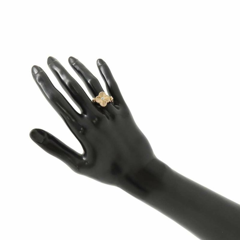 ヴァンクリーフ&アーペル リング ヴィンテージ アルハンブラ リバーシブル カーネリアン ダイヤ 1P ギヨシェ K18PG サイズ54 指輪