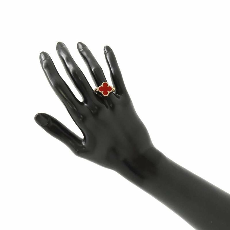 ヴァンクリーフ&アーペル リング ヴィンテージ アルハンブラ リバーシブル カーネリアン ダイヤ 1P ギヨシェ K18PG サイズ54 指輪