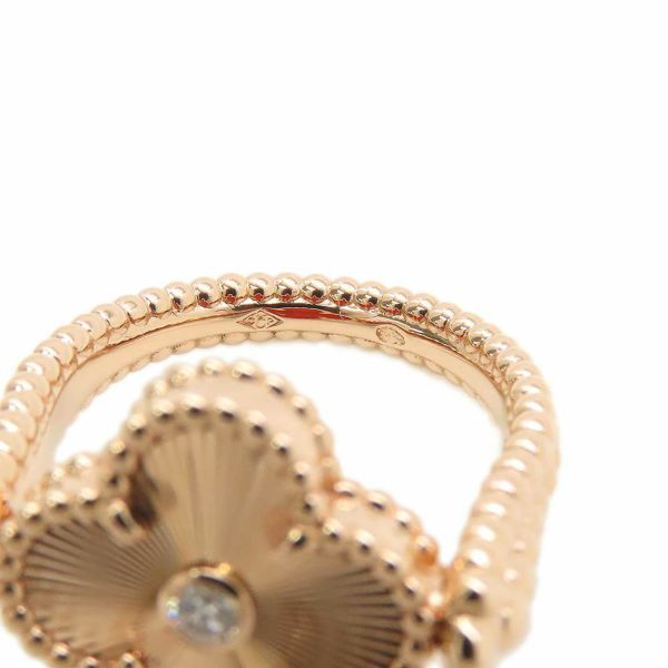 ヴァンクリーフ&アーペル リング ヴィンテージ アルハンブラ リバーシブル カーネリアン ダイヤ 1P ギヨシェ K18PG サイズ54 指輪