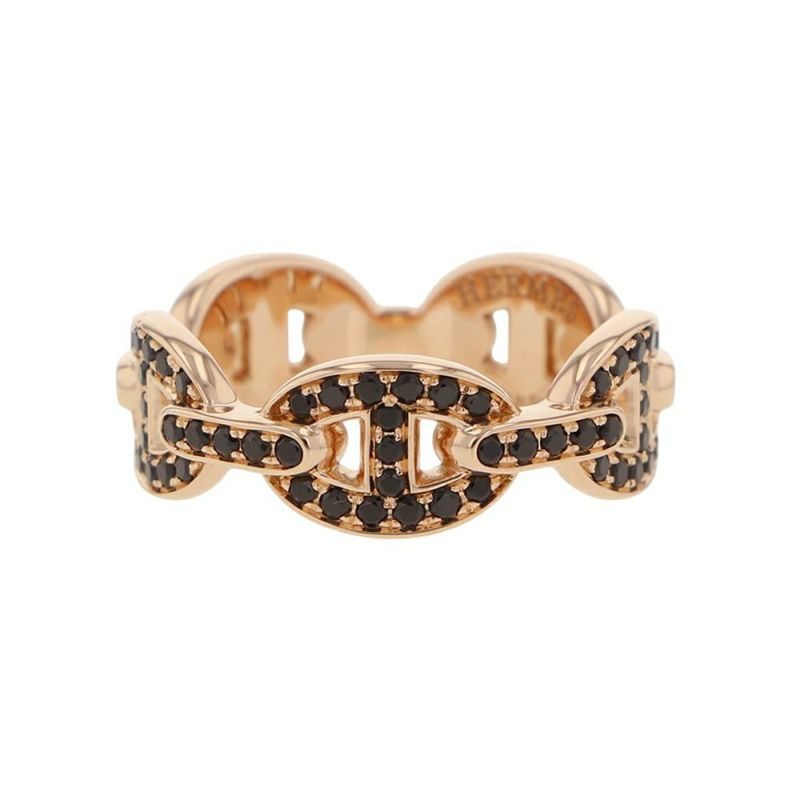 エルメス リング シェーヌダンクル アンシェネPM ブラックスピネル K18PG リングサイズ52 HERMES ジュエリー