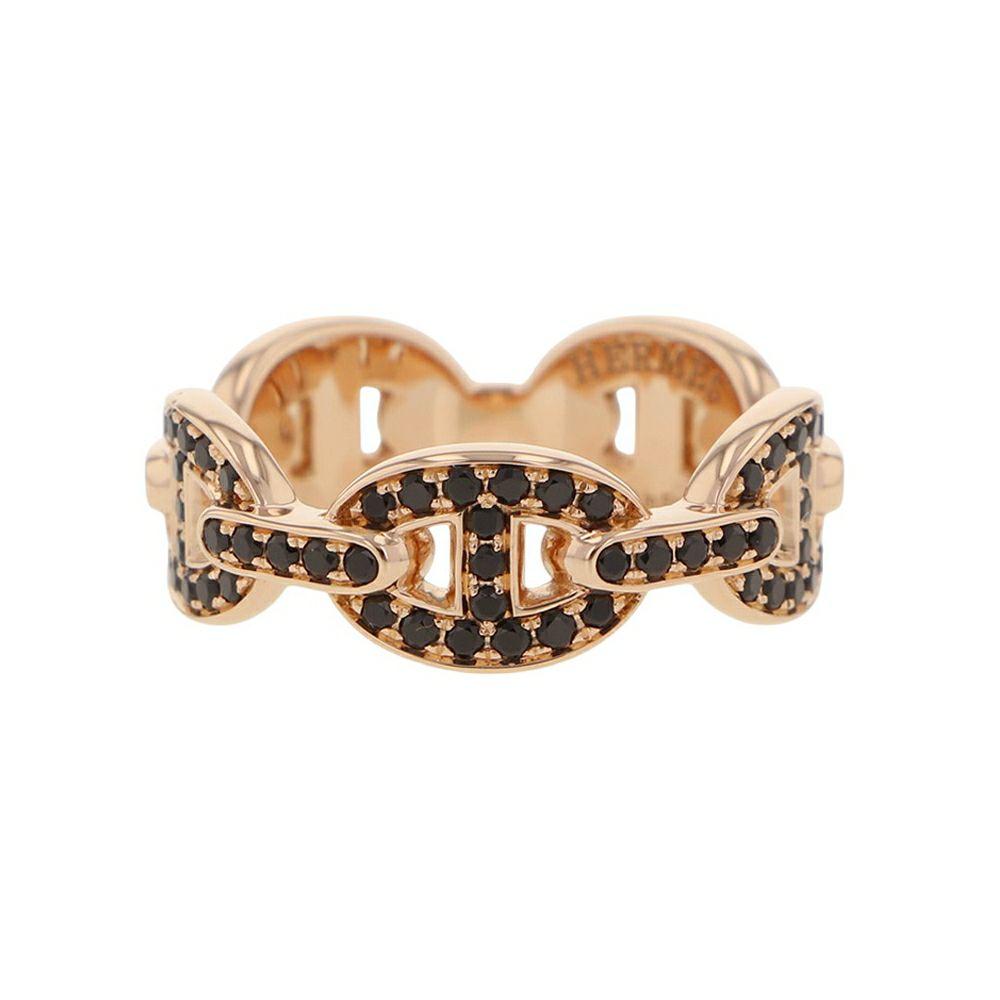 エルメス リング シェーヌダンクル アンシェネPM ブラックスピネル K18PG リングサイズ52 HERMES ジュエリー