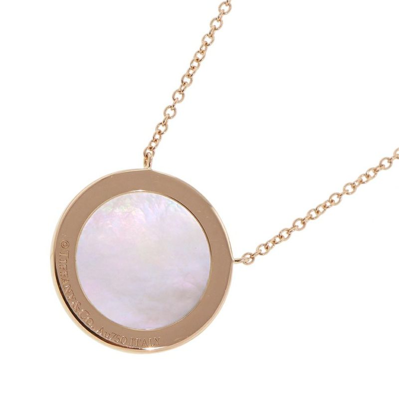 ティファニー ネックレス Tトゥー サークル ペンダント ダイヤモンド 計0.05ct K18PG マザーオブパール 64026801