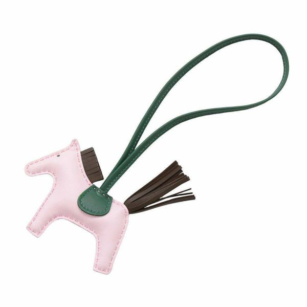 エルメス バッグチャーム ロデオ PM ローズダーリン/ショコラ/ヴェールモワイヤン ラムスキン K刻印 HERMES チャーム