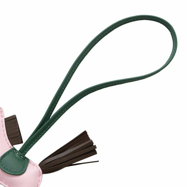 エルメス バッグチャーム ロデオ PM ローズダーリン/ショコラ/ヴェールモワイヤン ラムスキン K刻印 HERMES チャーム