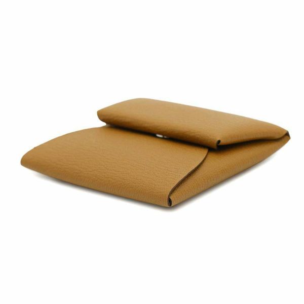 エルメス コインケース バスティア キャメル シェブルミゾル W刻印 HERMES 財布