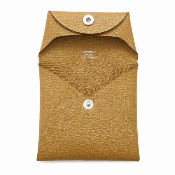 エルメス コインケース バスティア キャメル シェブルミゾル W刻印 HERMES 財布