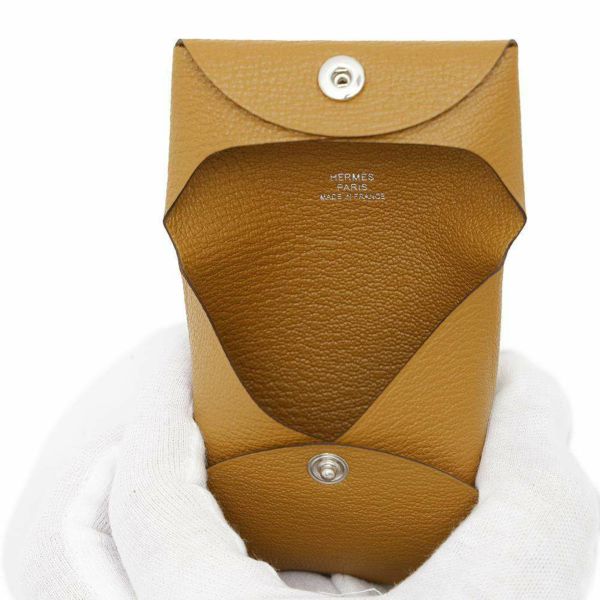 エルメス コインケース バスティア キャメル シェブルミゾル W刻印 HERMES 財布