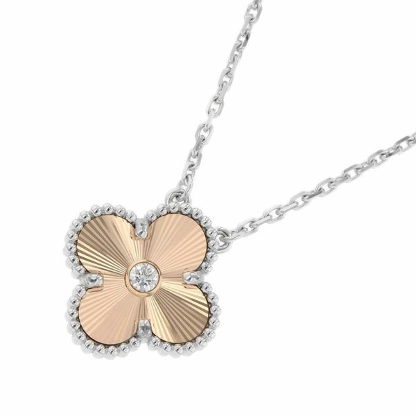 ヴァンクリーフ&アーペル ネックレス ヴィンテージ アルハンブラ ギヨシェ ダイヤ 1P K18WG/K18PG VCARPNTH00 2024年ホリデー限定