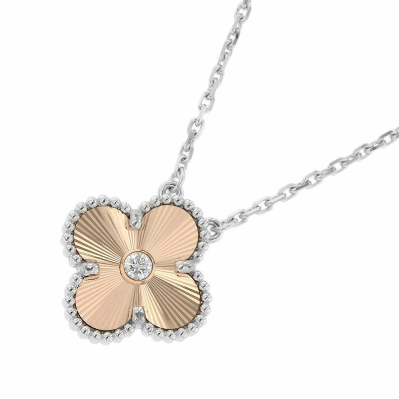 ヴァンクリーフ&アーペル ネックレス ヴィンテージ アルハンブラ ギヨシェ ダイヤ 1P K18WG/K18PG VCARPNTH00 2024年ホリデー限定