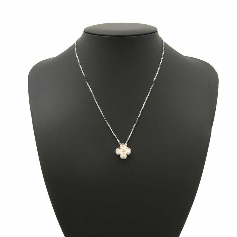 ヴァンクリーフ&アーペル ネックレス ヴィンテージ アルハンブラ ギヨシェ ダイヤ 1P K18WG/K18PG VCARPNTH00 2024年ホリデー限定