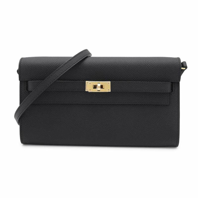 エルメス ケリーウォレット ロング トゥーゴー ブラック/ゴールド金具 エプソン B刻印 HERMES 黒