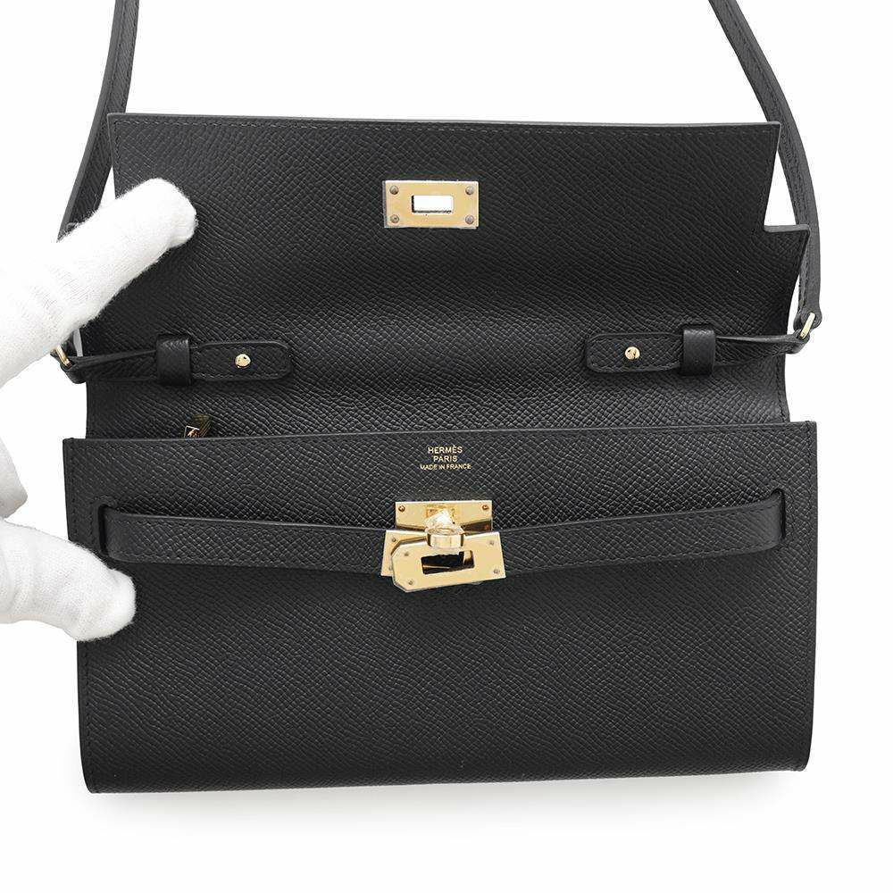 エルメス ケリーウォレット ロング トゥーゴー ブラック/ゴールド金具 エプソン B刻印 HERMES 黒
