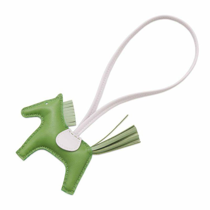 エルメス バッグチャーム ロデオ PM ヴェールユッカ/ヴェールクリケット/モーヴペール ラムスキン B刻印 HERMES チャーム