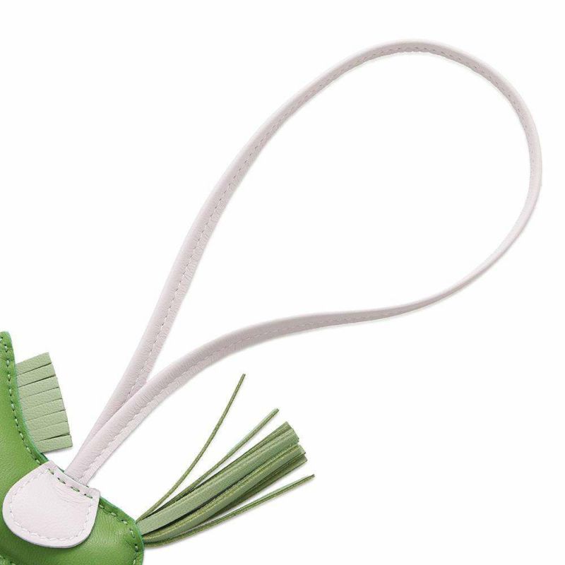 エルメス バッグチャーム ロデオ PM ヴェールユッカ/ヴェールクリケット/モーヴペール ラムスキン B刻印 HERMES チャーム