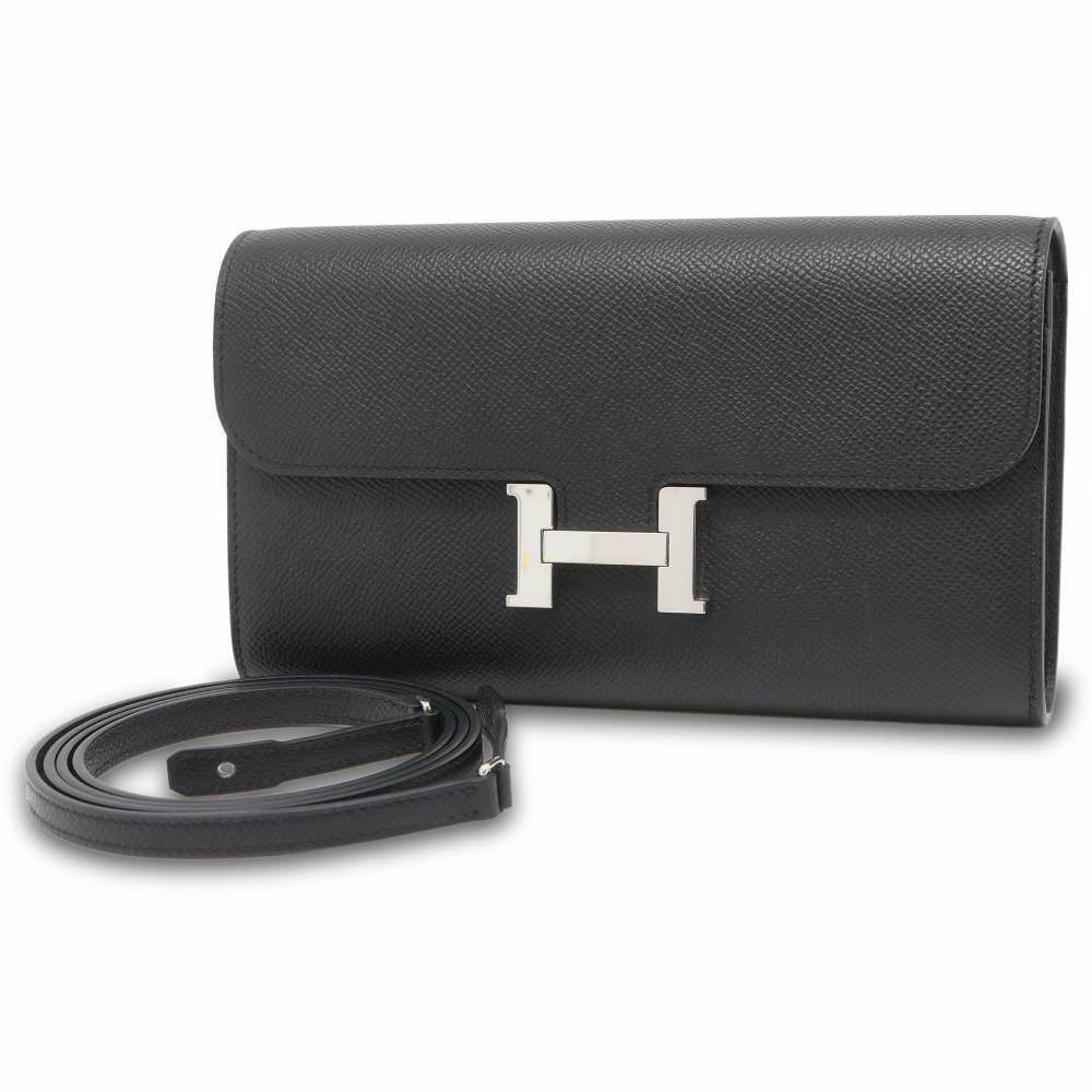 エルメス 長財布 コンスタンス トゥーゴー ロング ブラック/シルバー金具 ヴォーエプソン B刻印 財布 黒