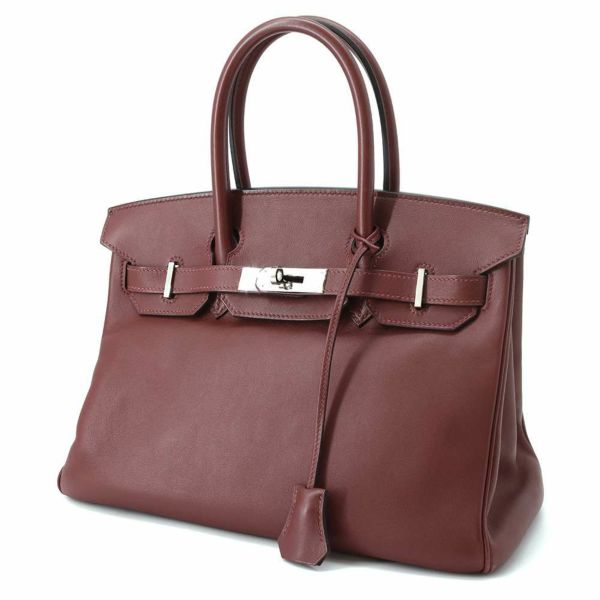 エルメス バーキン30 ルージュアッシュ/シルバー金具 スイフト K刻印 HERMES Birkin ハンドバッグ □