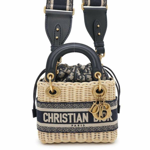 ディオール ハンドバッグ レディディオール ミニ ウィッカー ジャカード M0505CMVO 2way かごバッグ