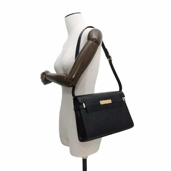 サンローランパリ ショルダーバッグ マンハッタン ミディアム クロコ型押しレザー 579271 SAINT LAURENT PARIS 黒
