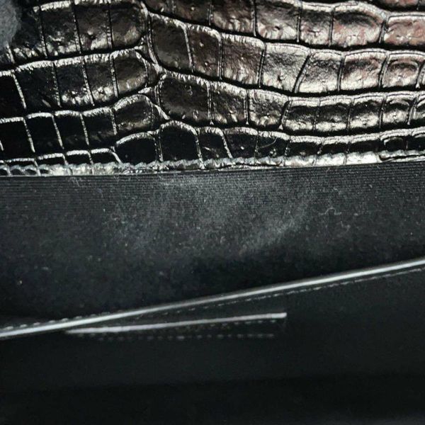 サンローランパリ ショルダーバッグ マンハッタン ミディアム クロコ型押しレザー 579271 SAINT LAURENT PARIS 黒