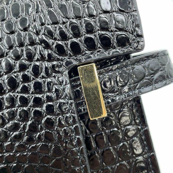 サンローランパリ ショルダーバッグ マンハッタン ミディアム クロコ型押しレザー 579271 SAINT LAURENT PARIS 黒