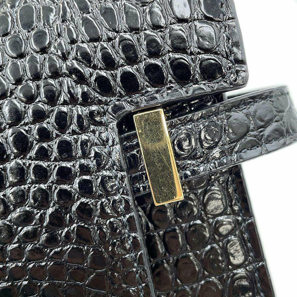 サンローランパリ ショルダーバッグ マンハッタン ミディアム クロコ型押しレザー 579271 SAINT LAURENT PARIS 黒